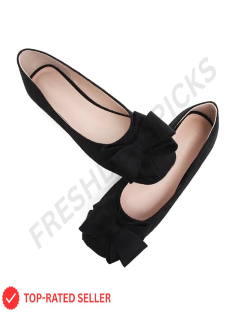 Square Toe Bow Suede Flats Slip-On Cushioned Casual Dress Shoes